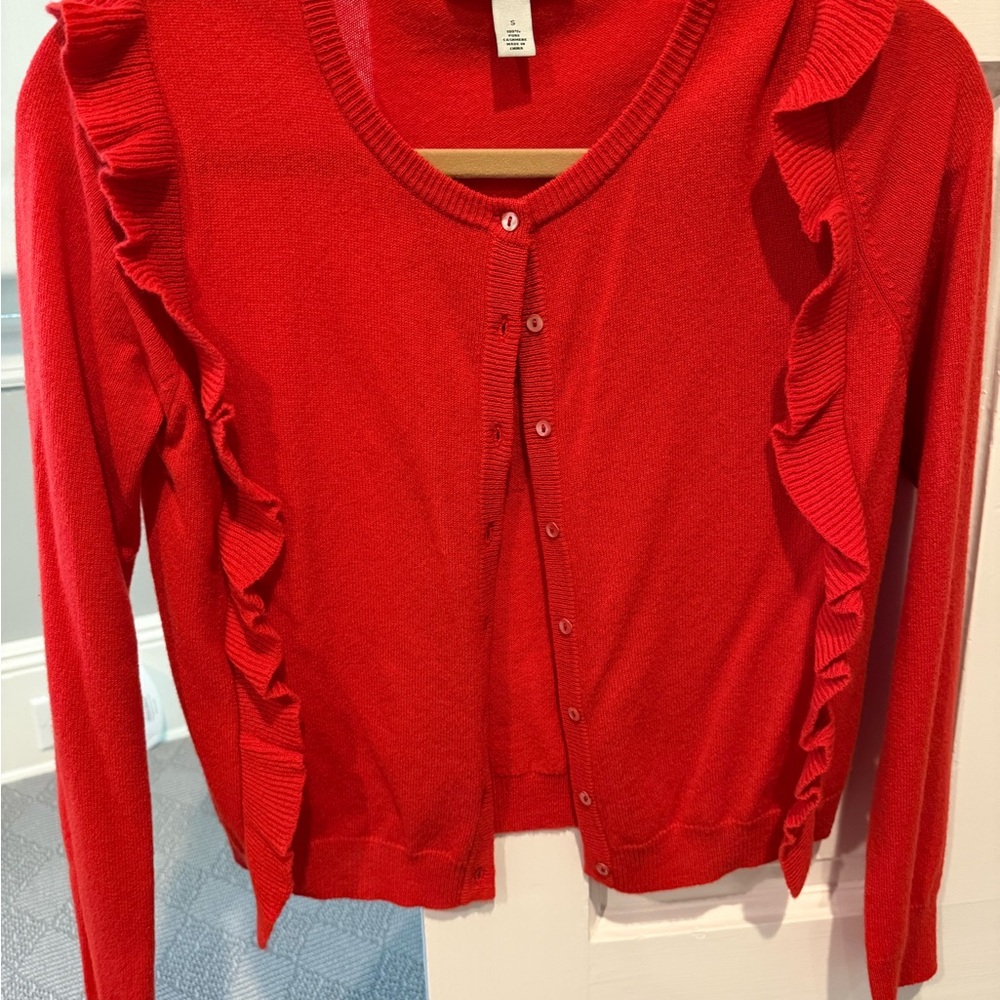 Autumn Cashmere Scarlet Ruffle Sweater